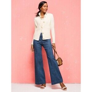 NWT Talbots Ivory Textured Knit 100% Cotton Polo Button Cardigan Sweater 2X